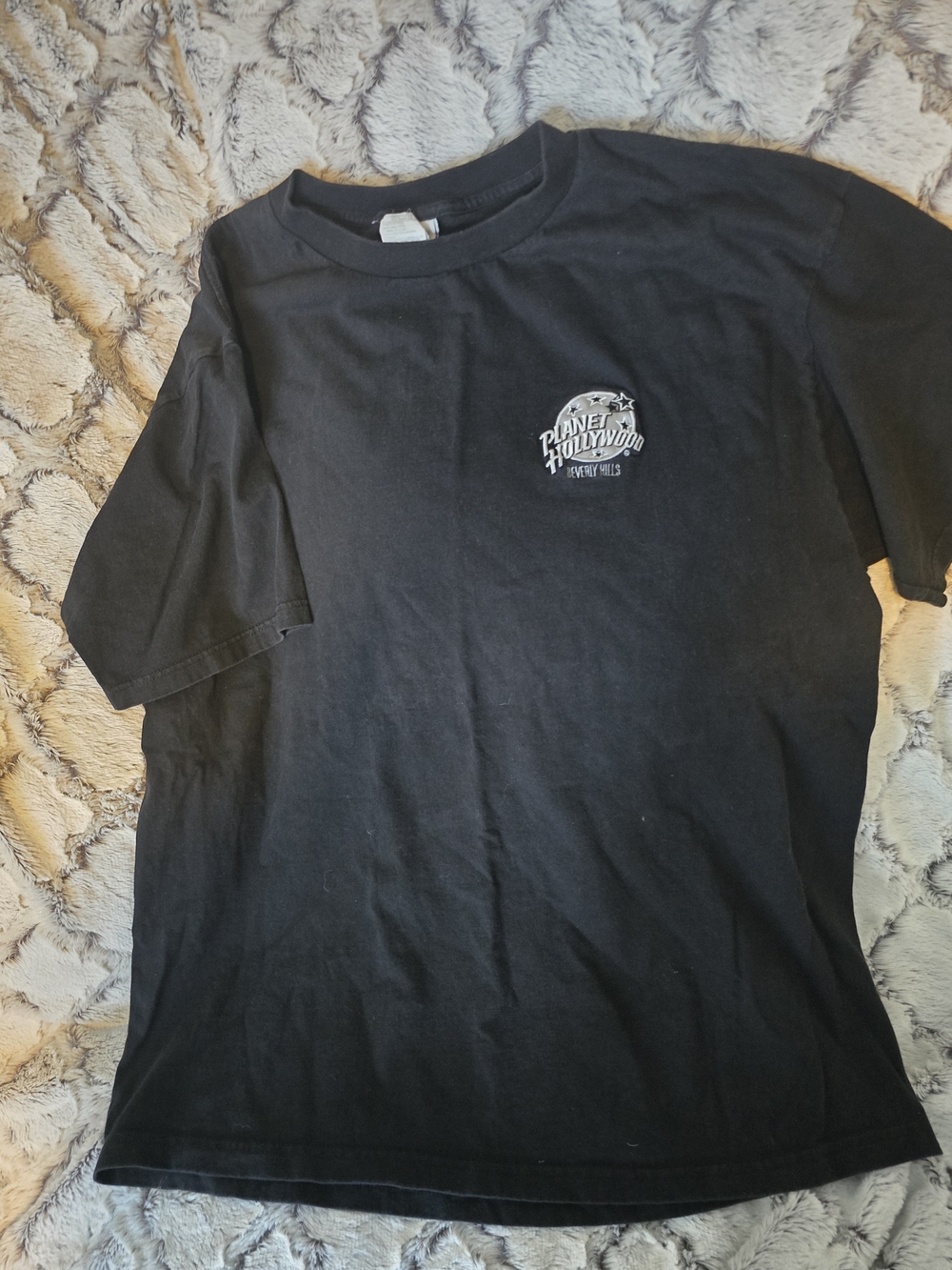 Rare Vintage Planet Hollywood Beverly Hills Patch Embroirdered Tee Shirt XL 1991